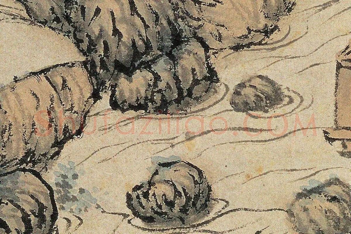 明代·沈贞山水画《竹炉山房图》高清大图局部细节 (9)