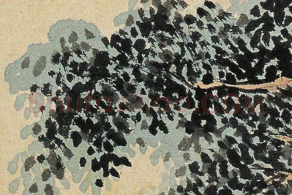 明代·沈贞山水画《竹炉山房图》高清大图局部细节 (11)