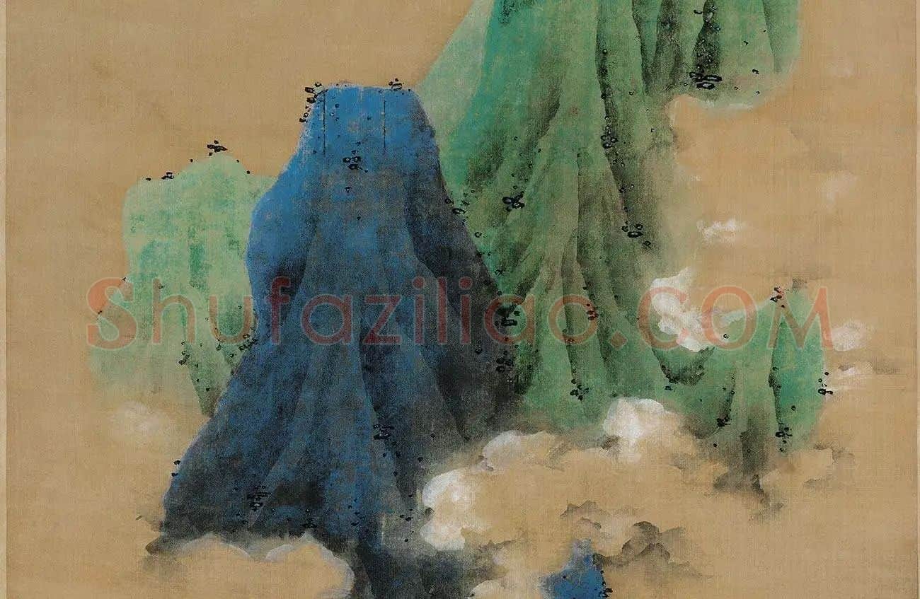 蓝瑛青绿山水《白云红树图》_02