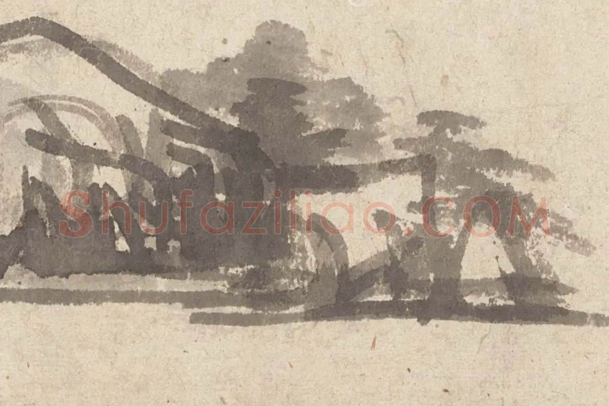 明代·李流芳水墨山水画高清大图局部细节 (1)