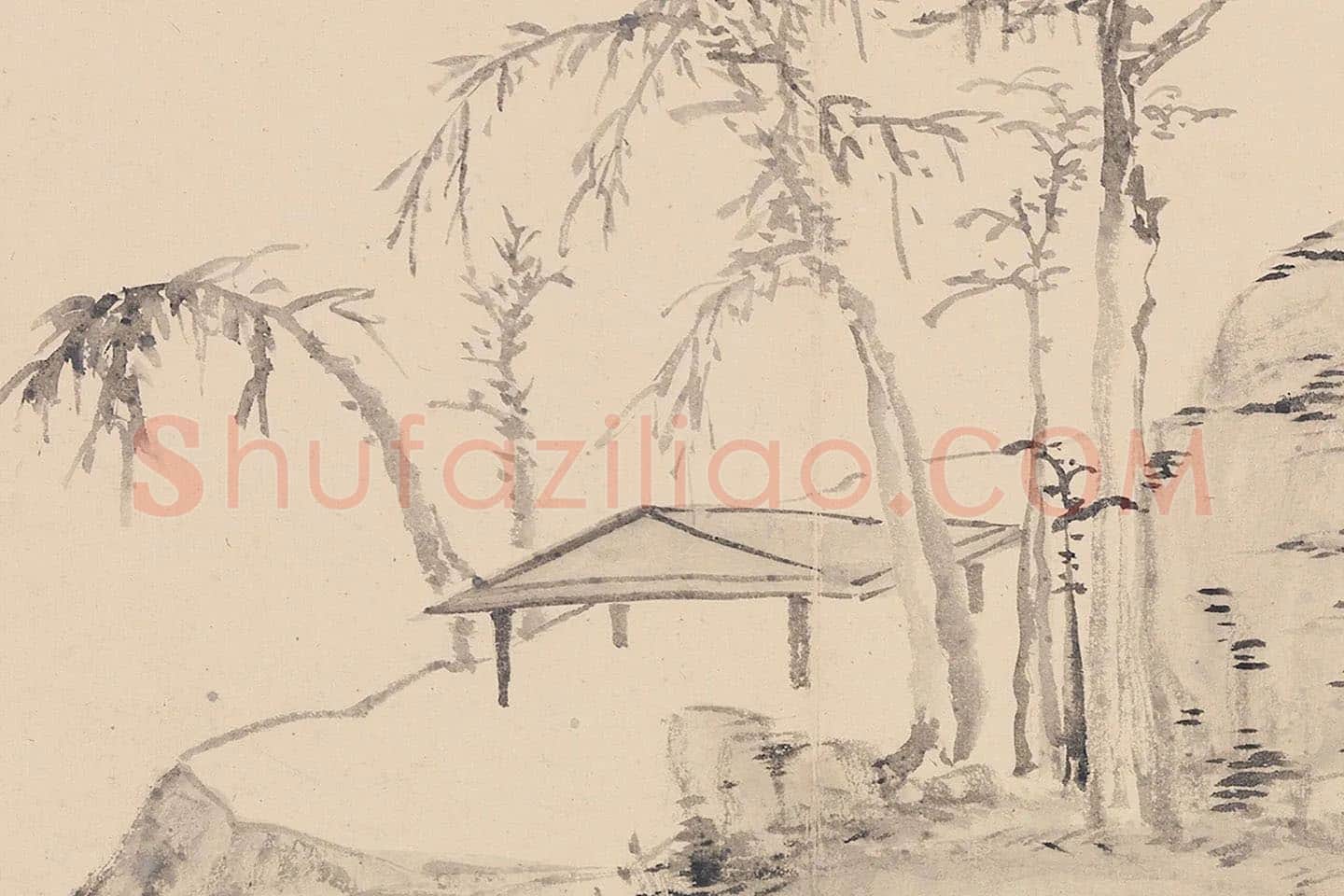 陈淳山水画《疏树闲亭图》局部 (2)