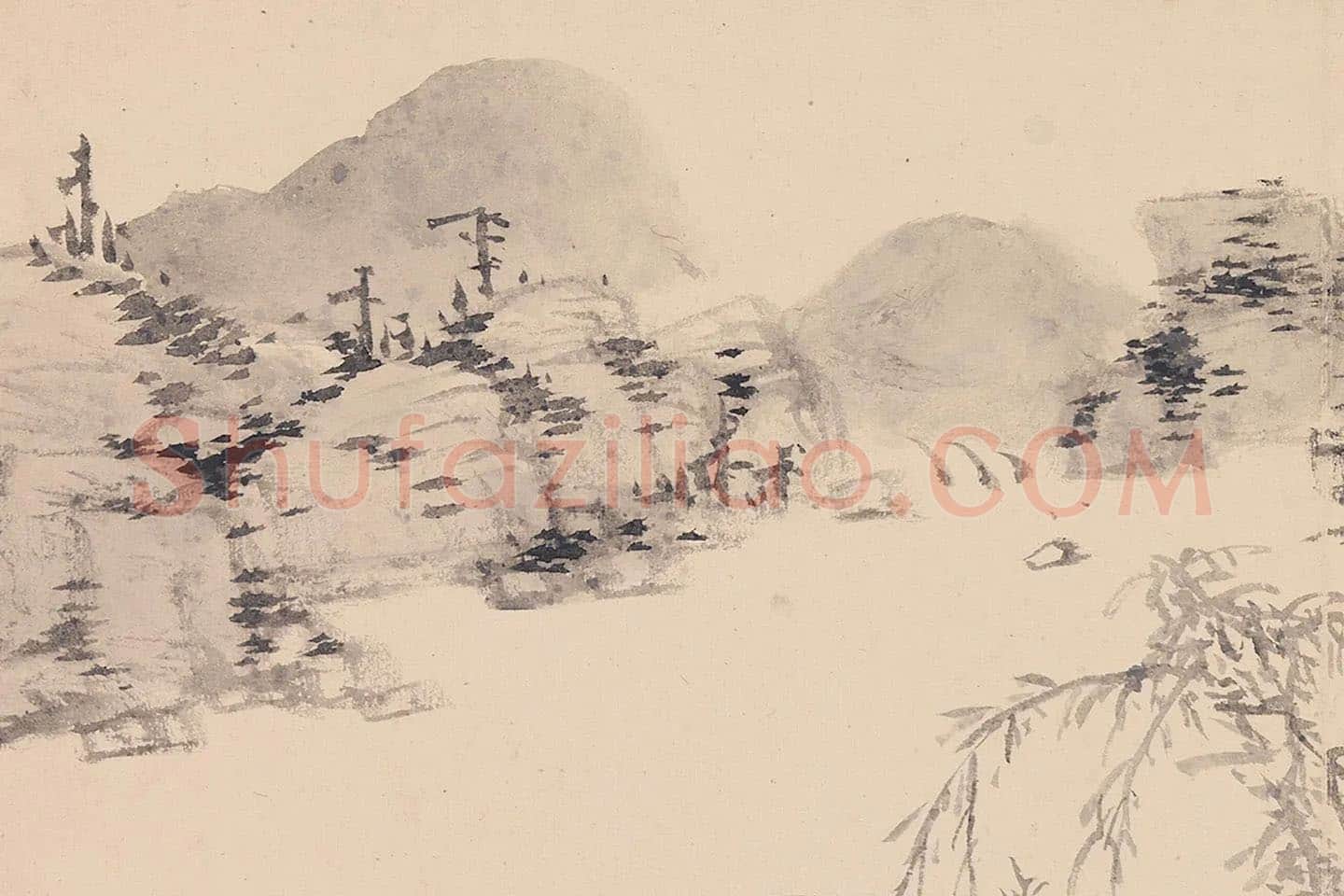 陈淳山水画《疏树闲亭图》局部 (3)