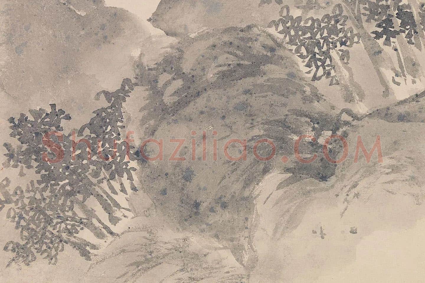 陈淳水墨山水《林籁传风图》局部 (1)