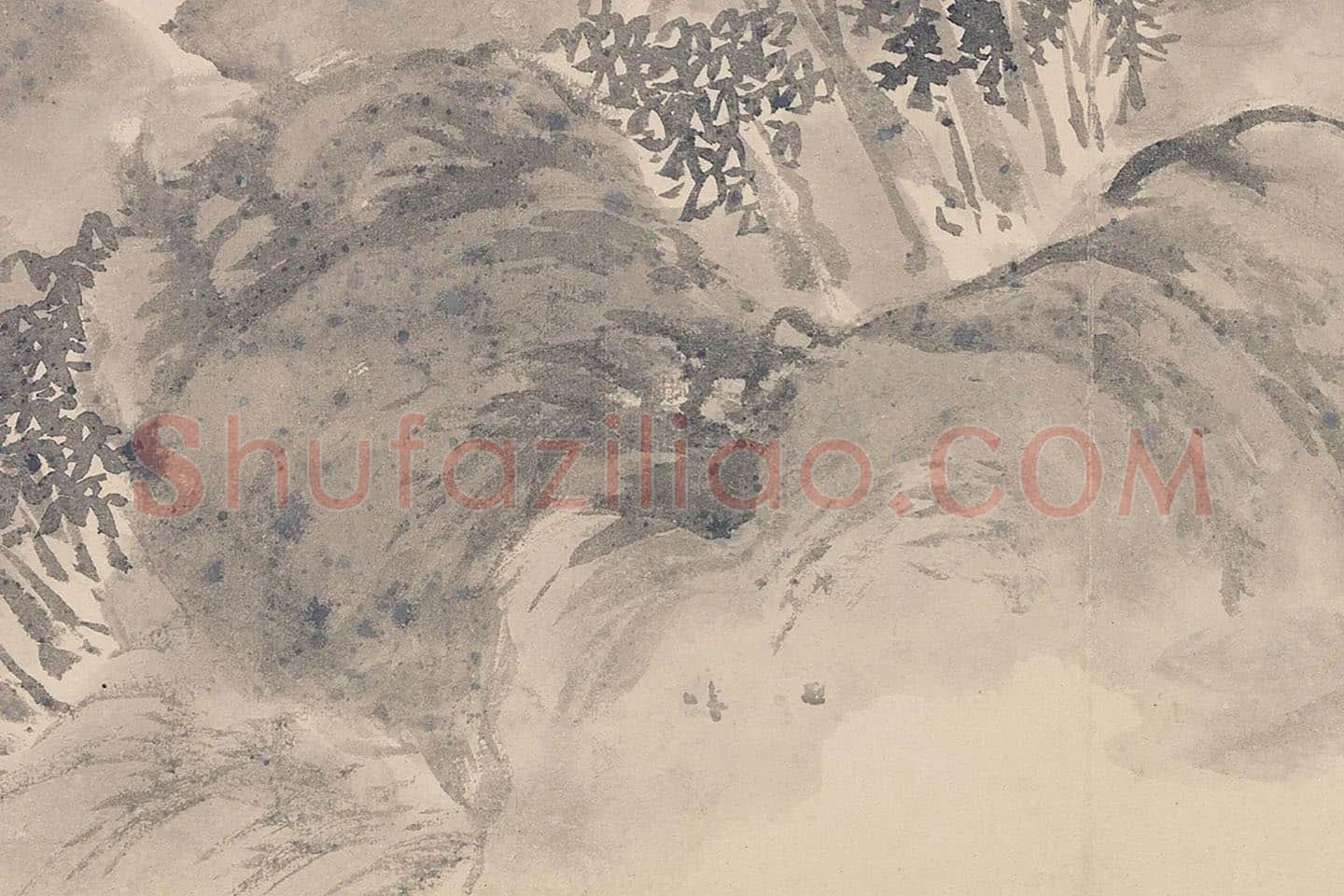 陈淳水墨山水《林籁传风图》局部 (2)