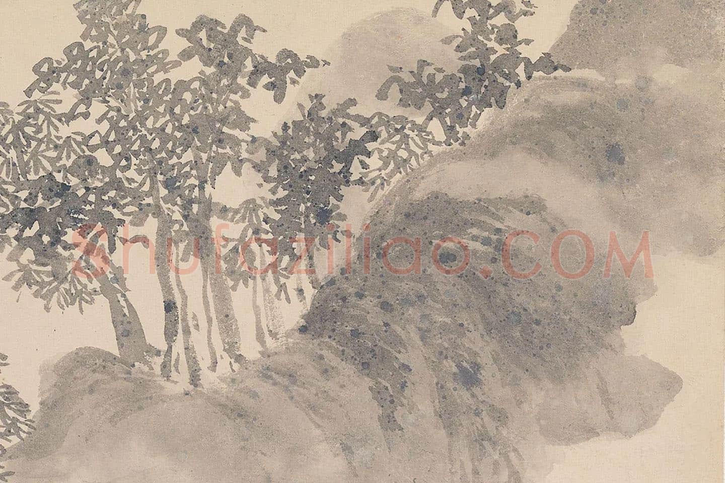 陈淳水墨山水《林籁传风图》局部 (3)