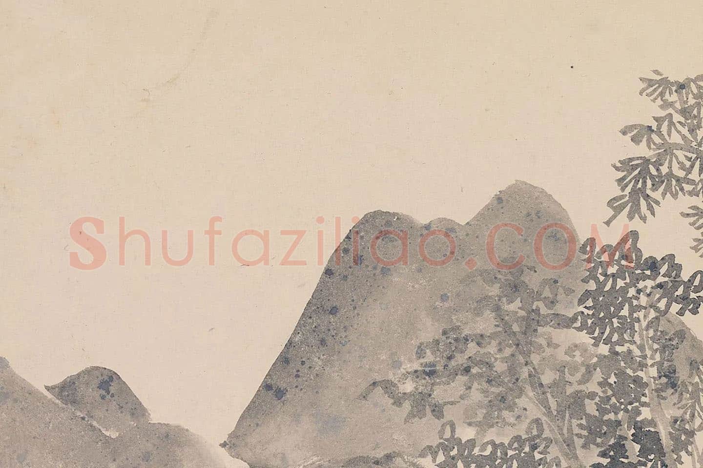 陈淳水墨山水《林籁传风图》局部 (4)