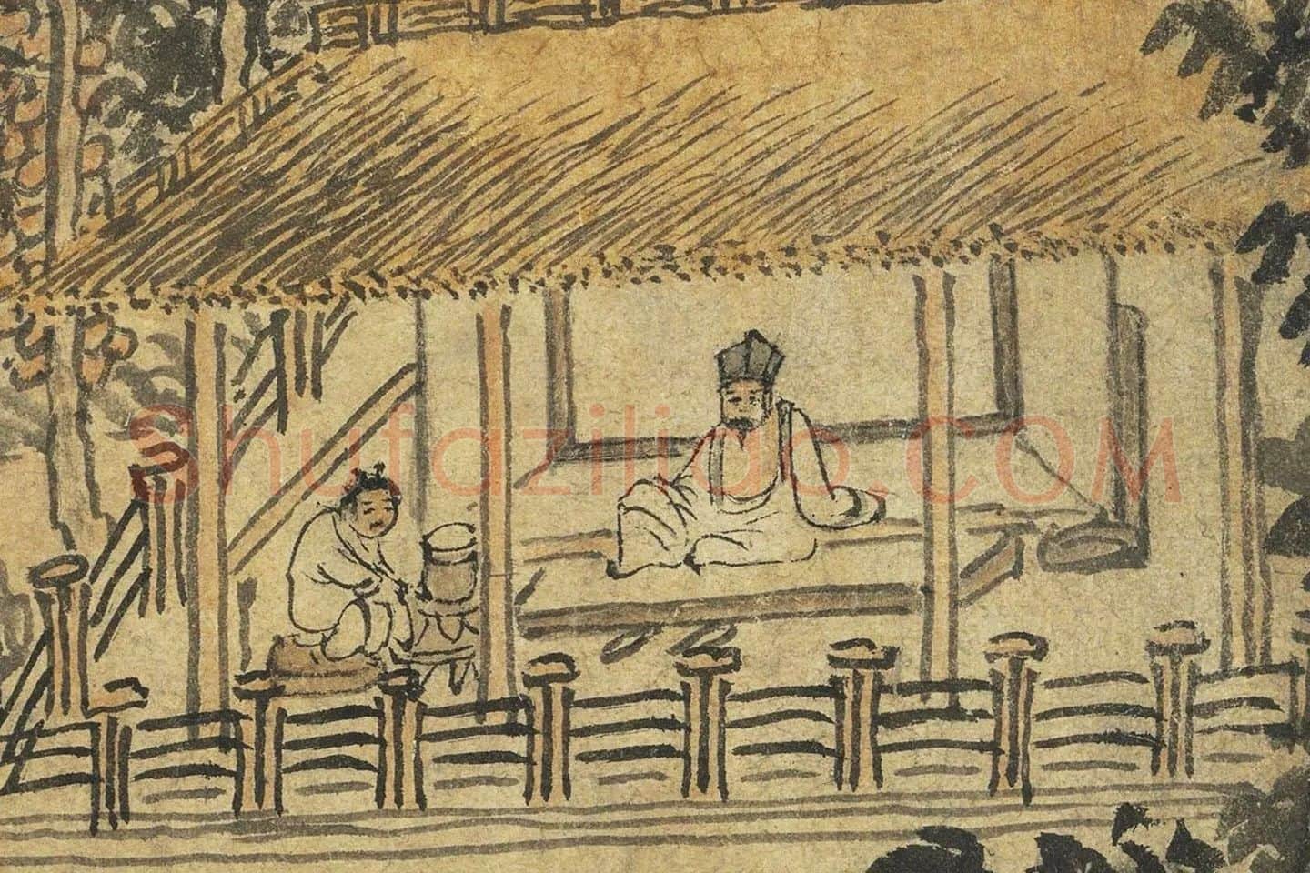 赵原《陆羽烹茶图》高清局部 (1)
