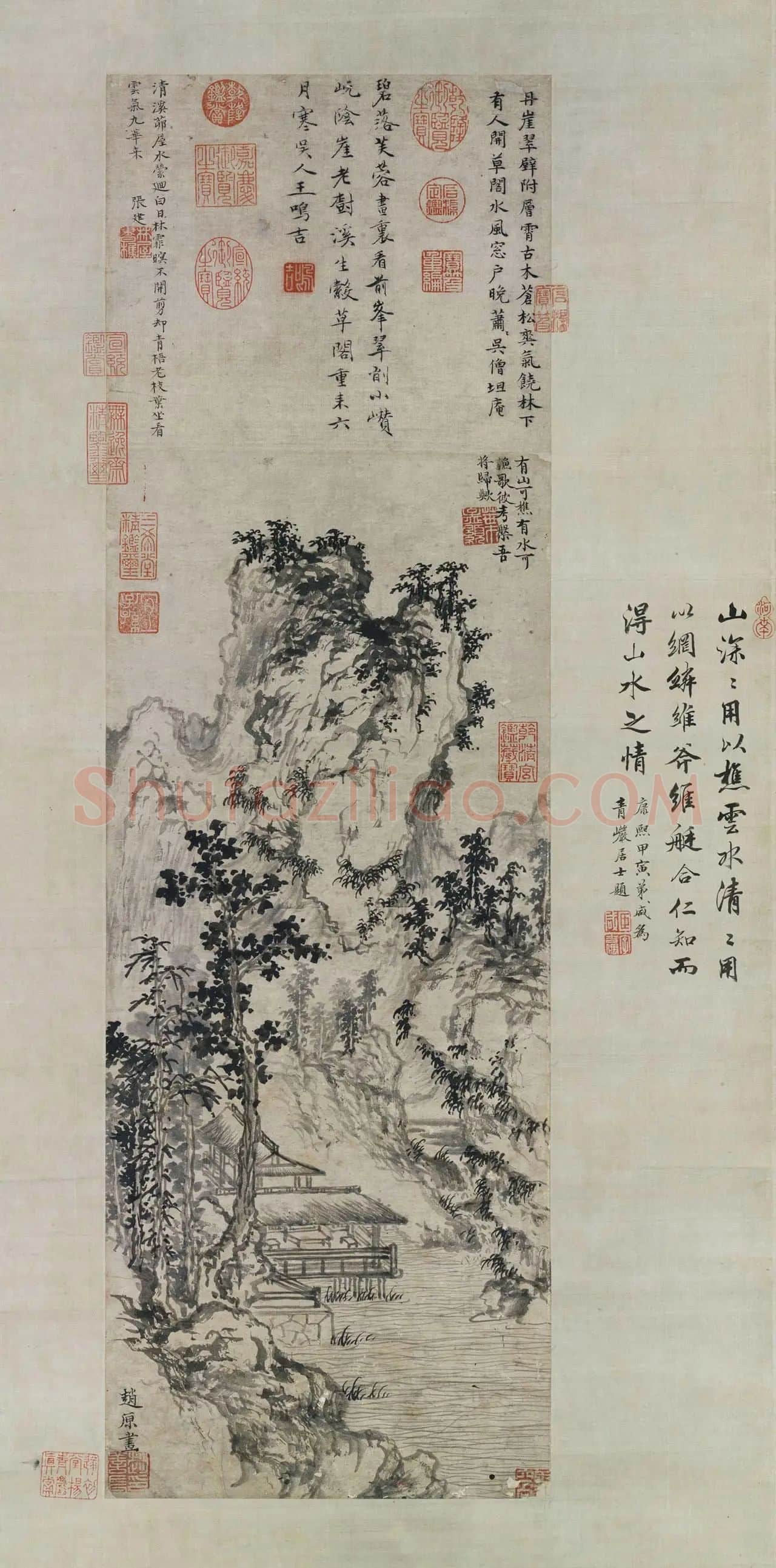 赵原山水画《溪亭秋色图》轴