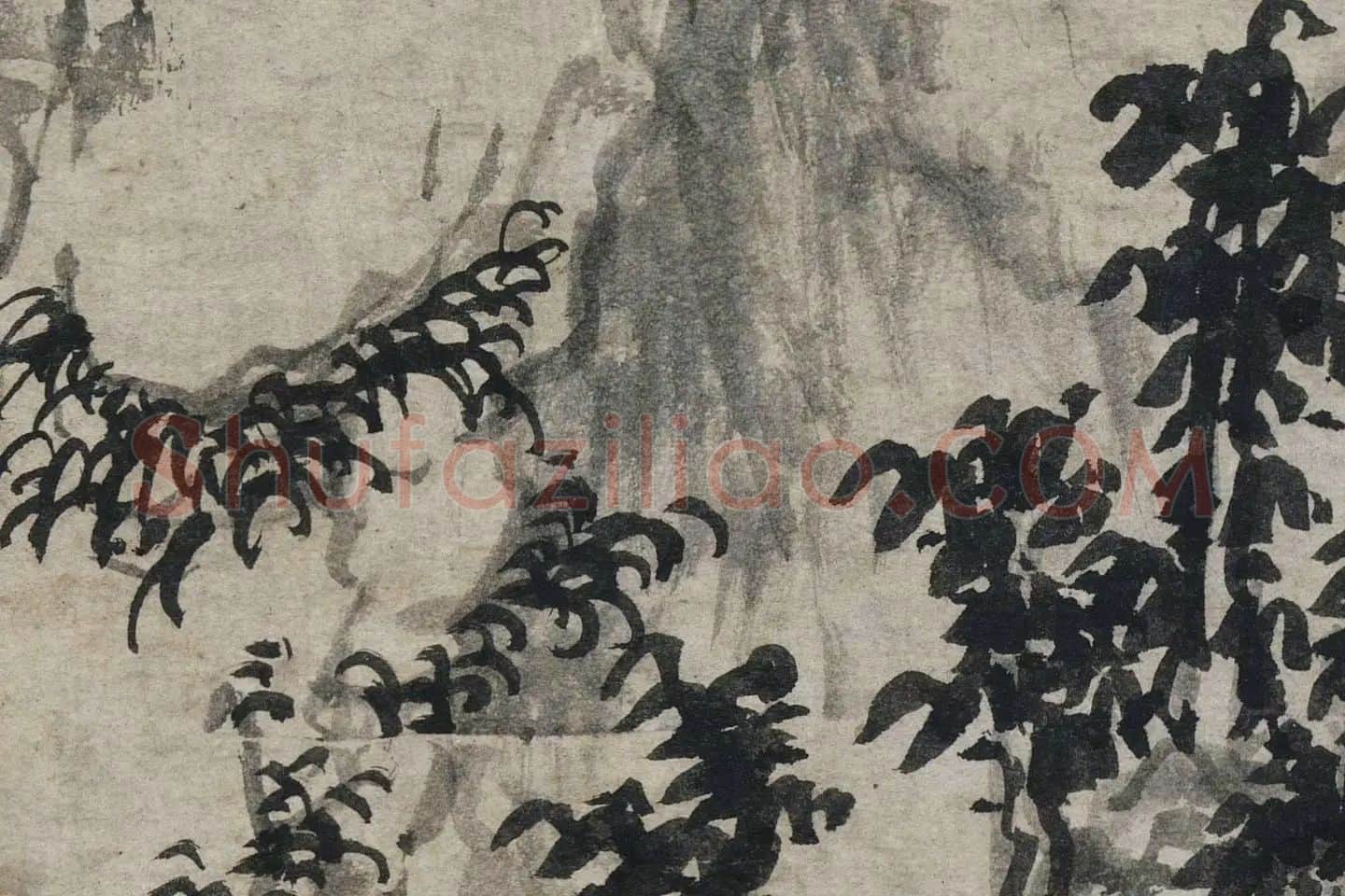 赵原山水画《溪亭秋色图》高清大图局部 (6)