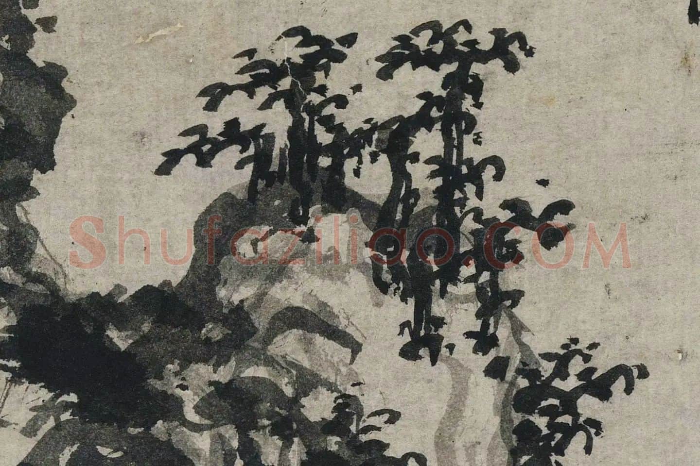 赵原山水画《溪亭秋色图》高清大图局部 (8)