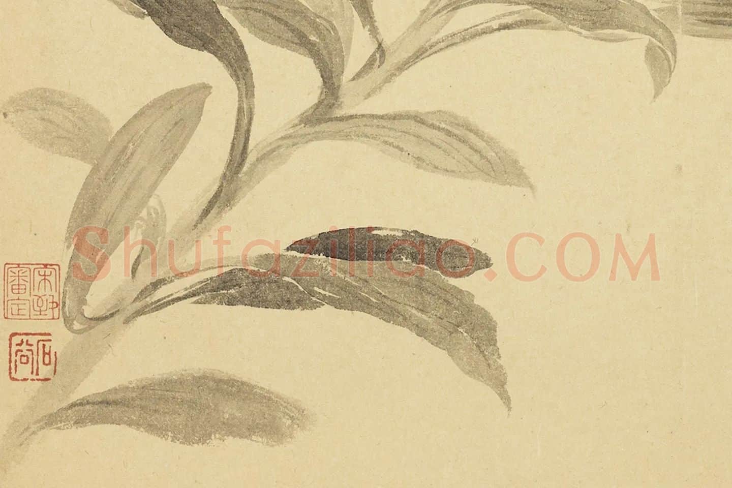 恽寿平摹古花卉《百合花》局部 (2)
