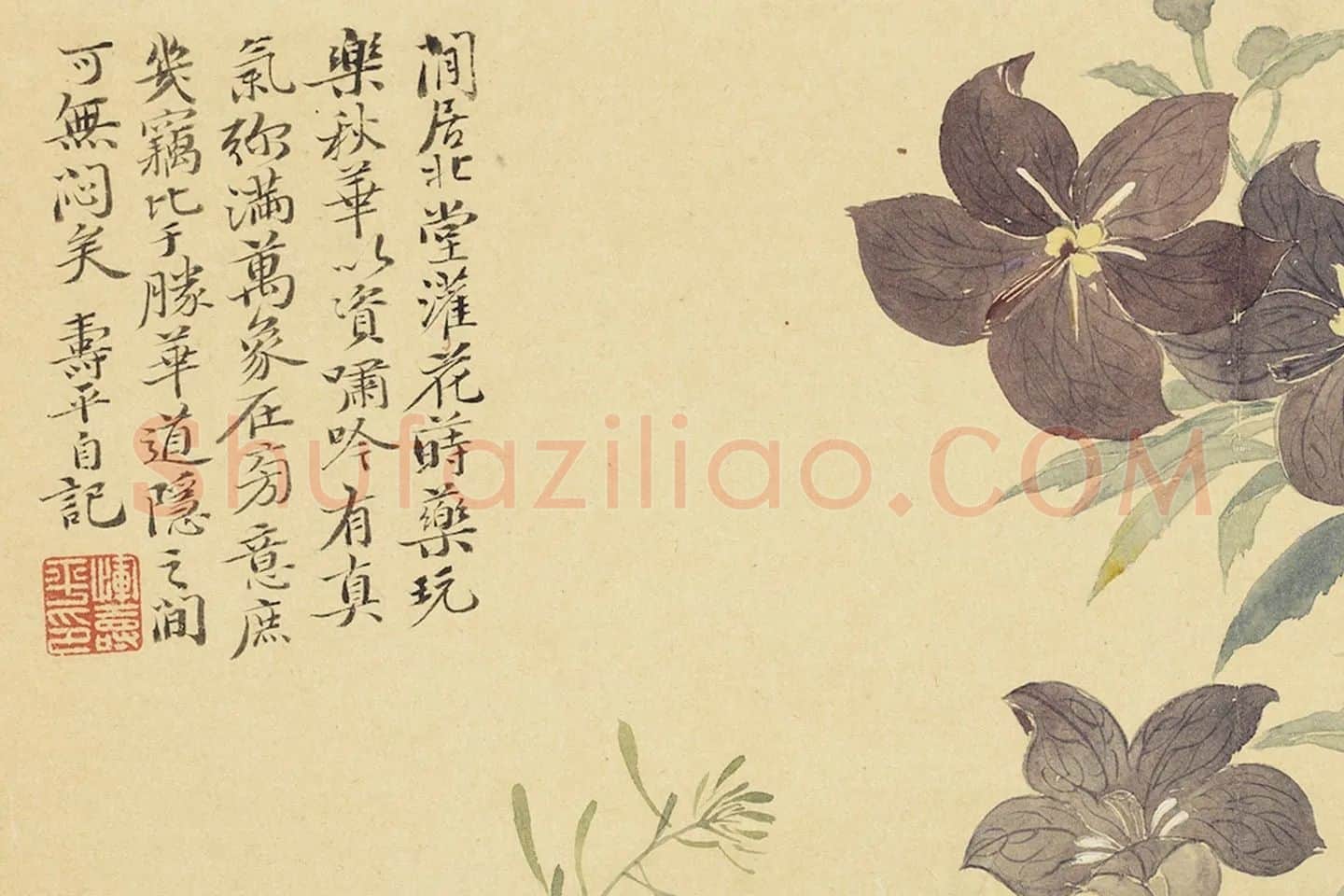 恽寿平花卉《秋花图》局部 (1)