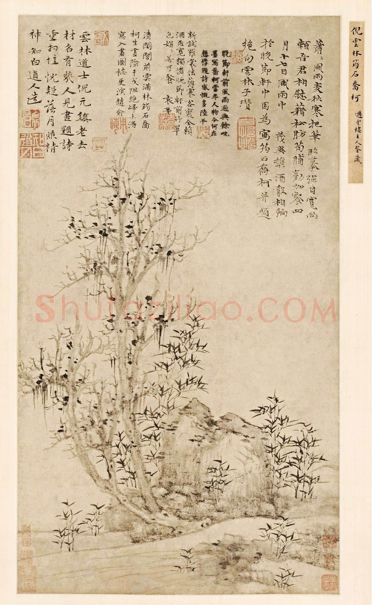 倪瓒《筠石乔柯图》