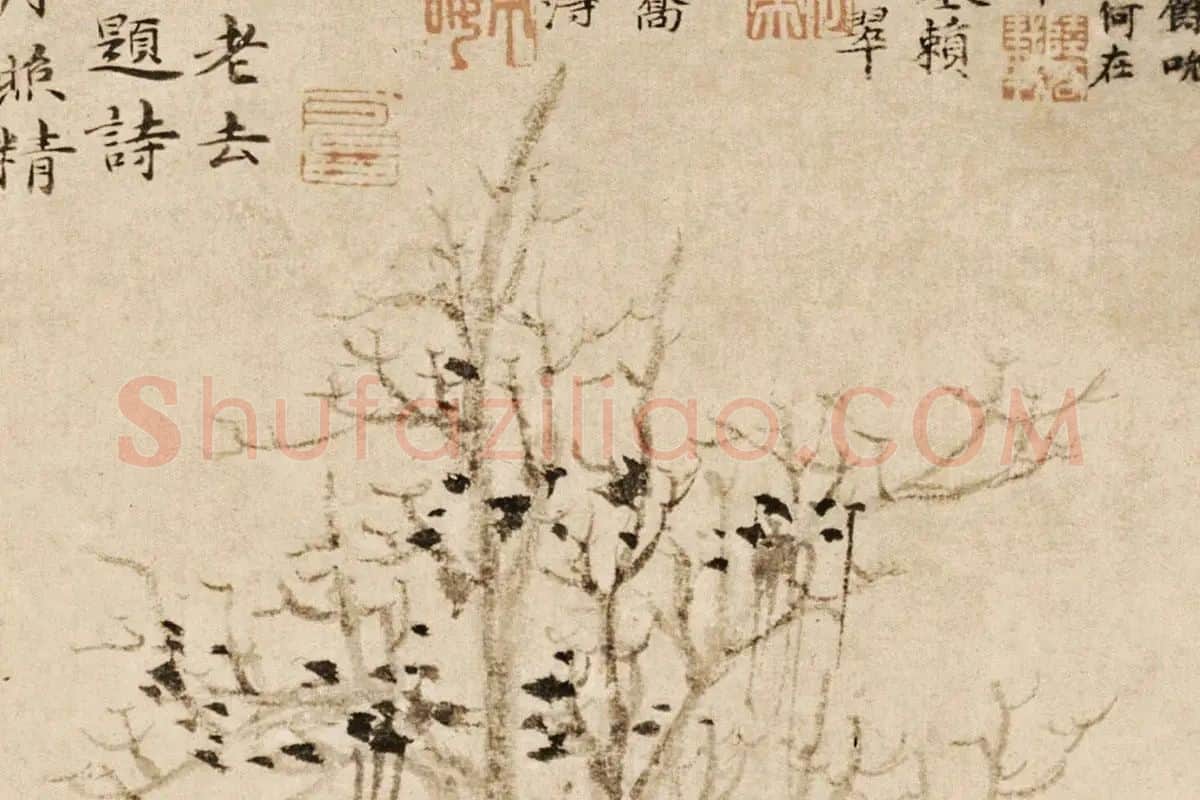 倪瓒《筠石乔柯图》局部 (7)
