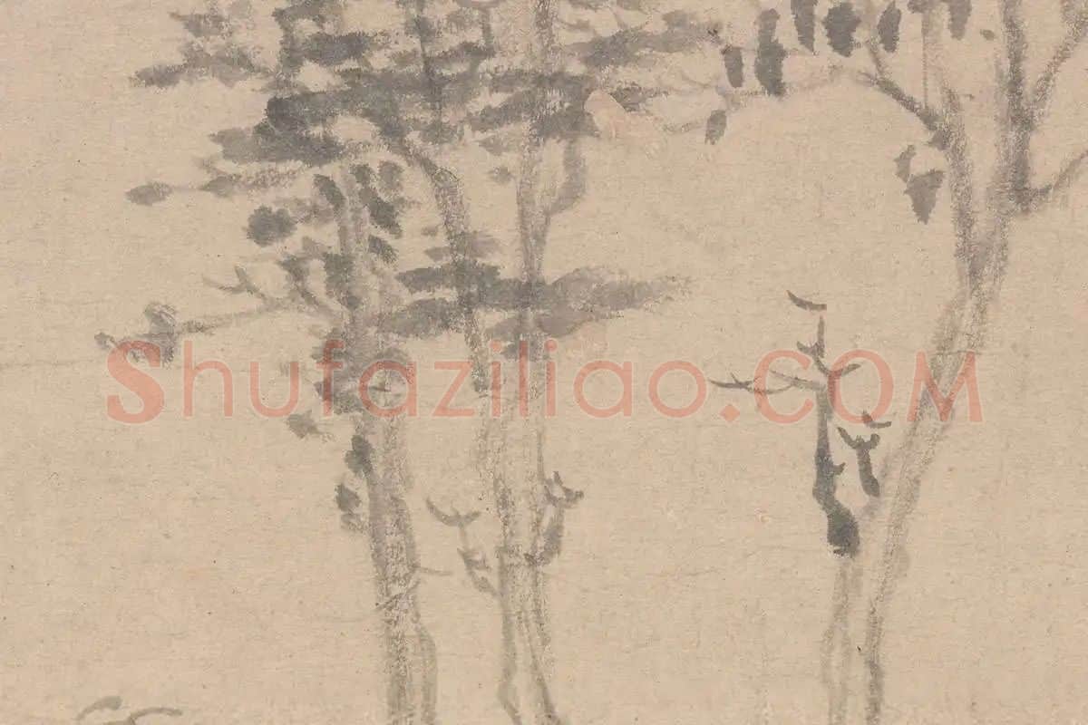 倪瓒《江渚风林图》高清大图局部细节 (5)