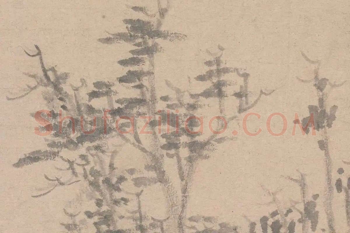 倪瓒《江渚风林图》高清大图局部细节 (6)