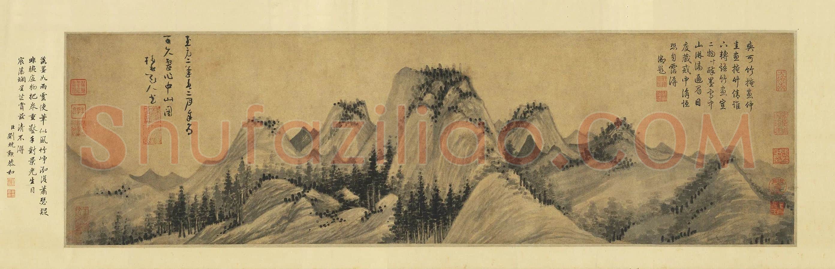 吴镇水墨山水《中山图》