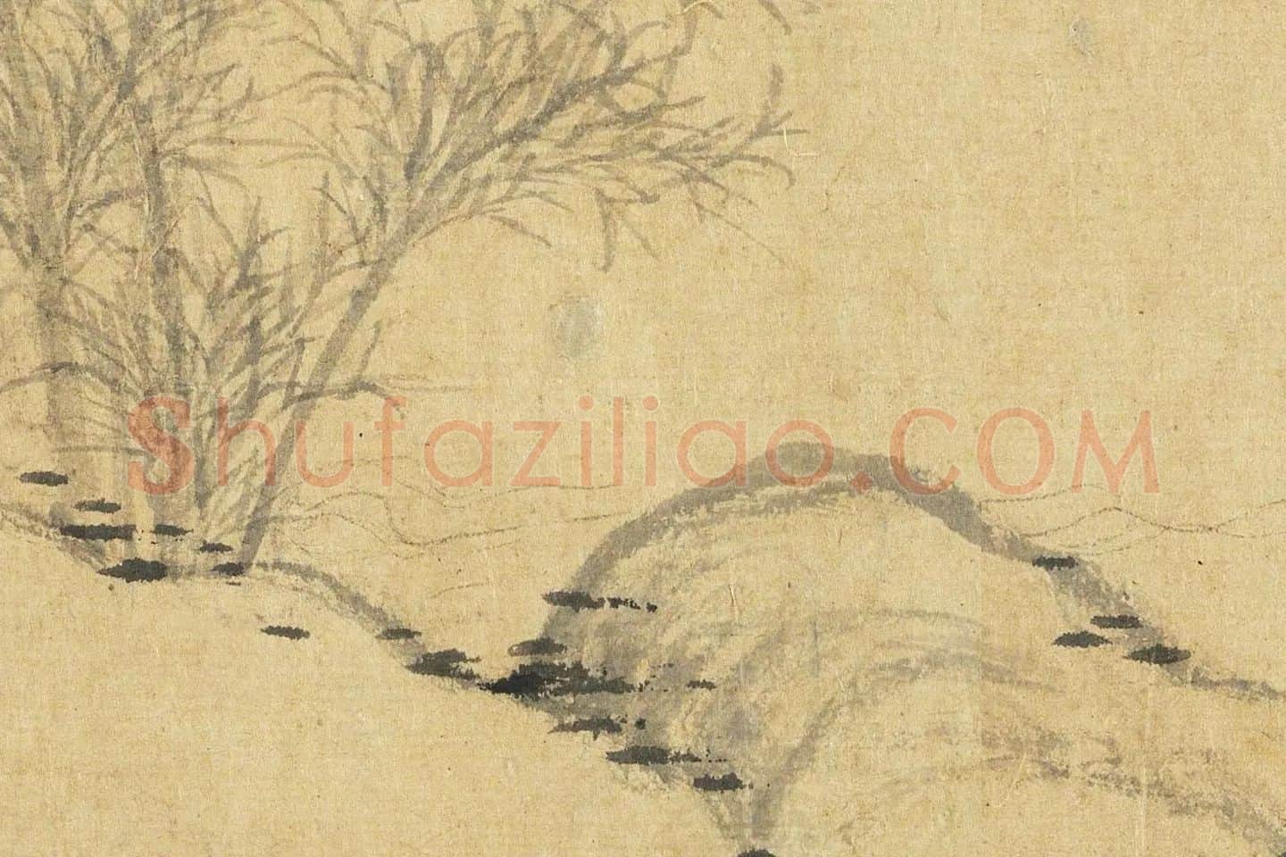 管道升水墨画《烟雨丛竹图》高清大图局部 (5)