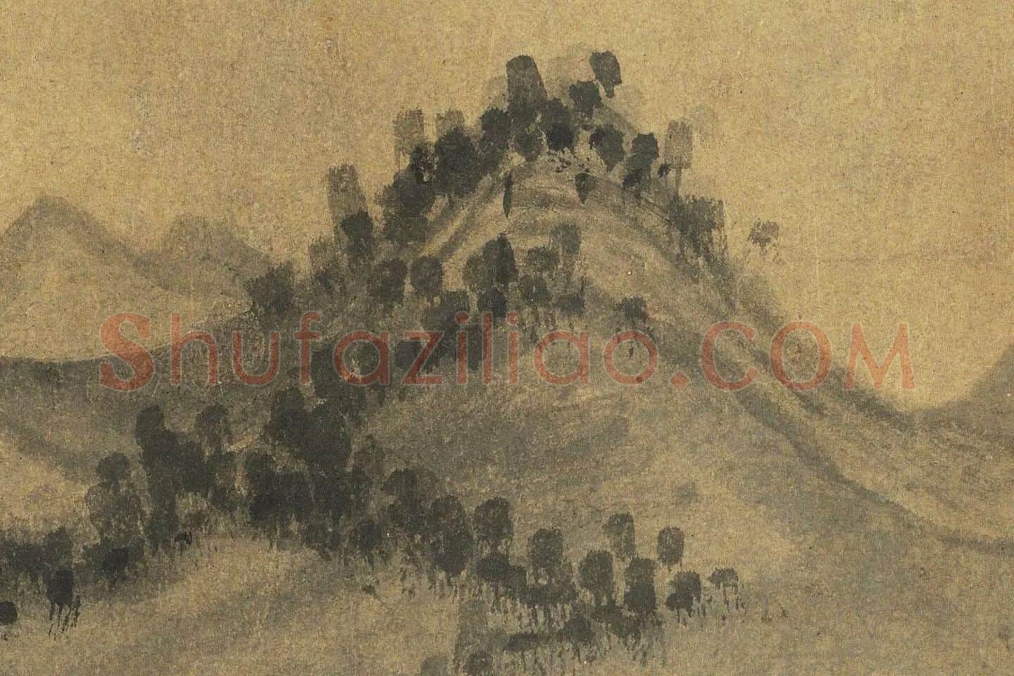 吴镇水墨山水《中山图》高清大图局部 (6)