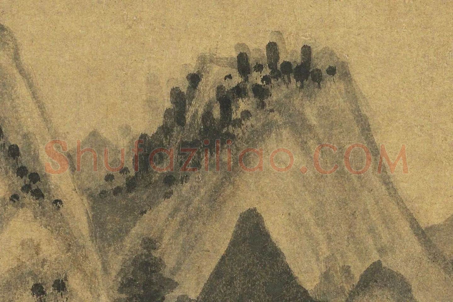 吴镇水墨山水《中山图》高清大图局部 (7)