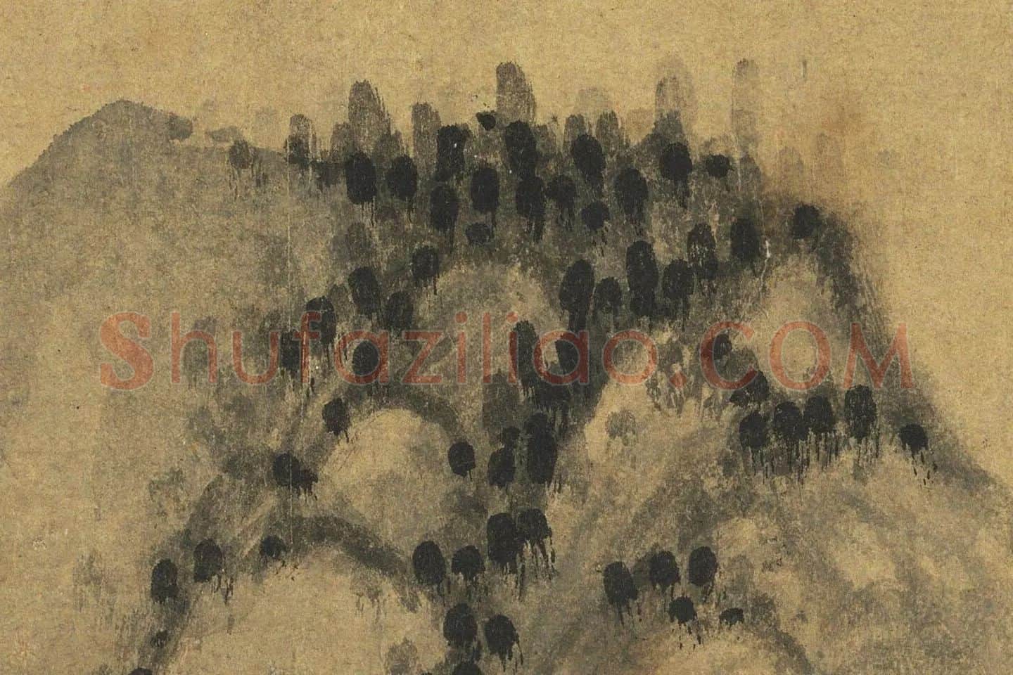 吴镇水墨山水《中山图》高清大图局部 (8)