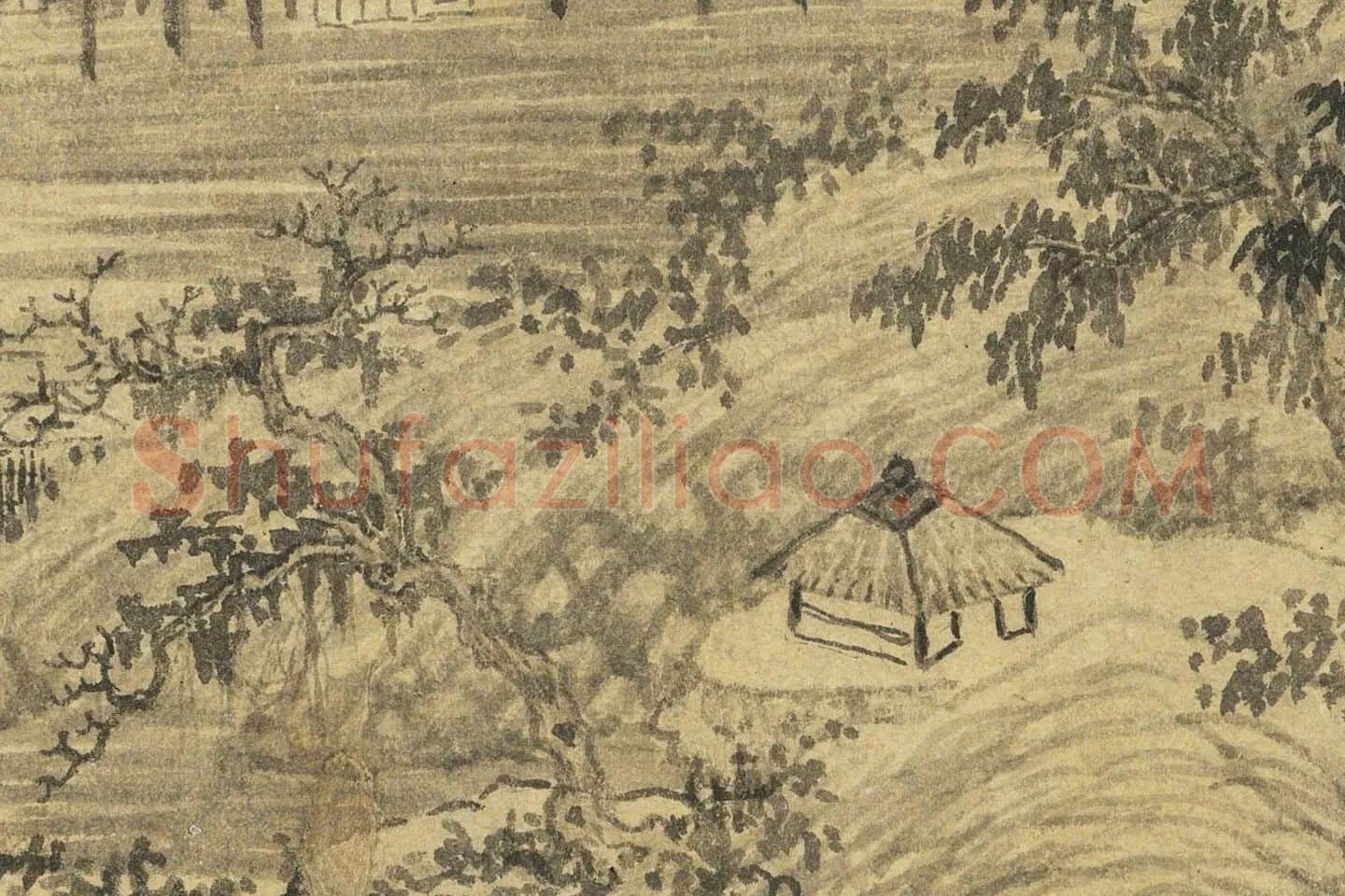 马琬水墨山水画《春山清霁图》高清大图局部 (7)