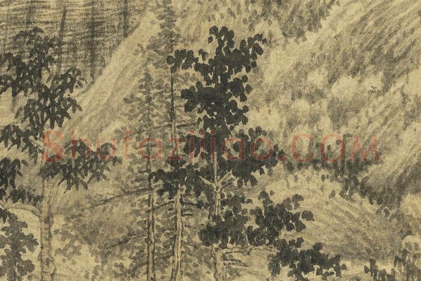 马琬水墨山水画《春山清霁图》高清大图局部 (8)