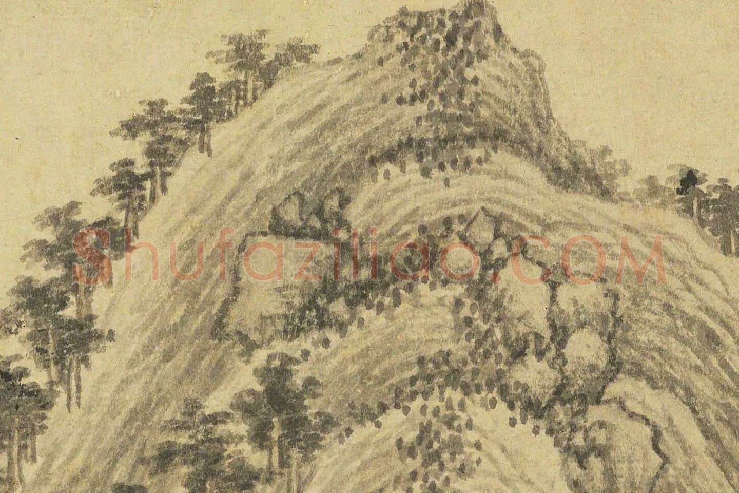 马琬水墨山水画《春山清霁图》高清大图局部 (11)