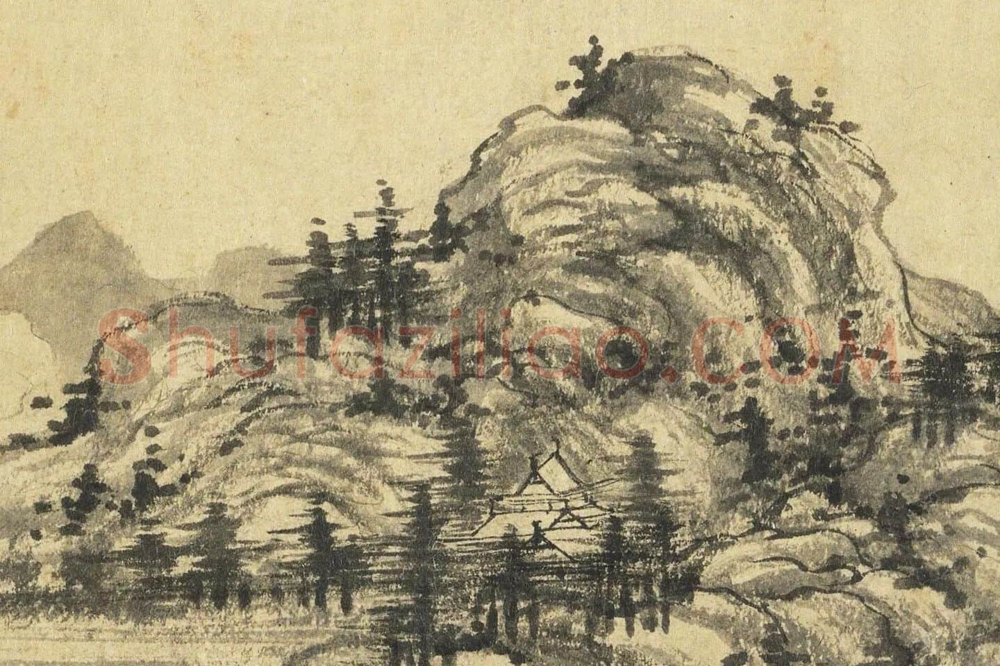 林卷阿水墨山水高清大图局部 (1)