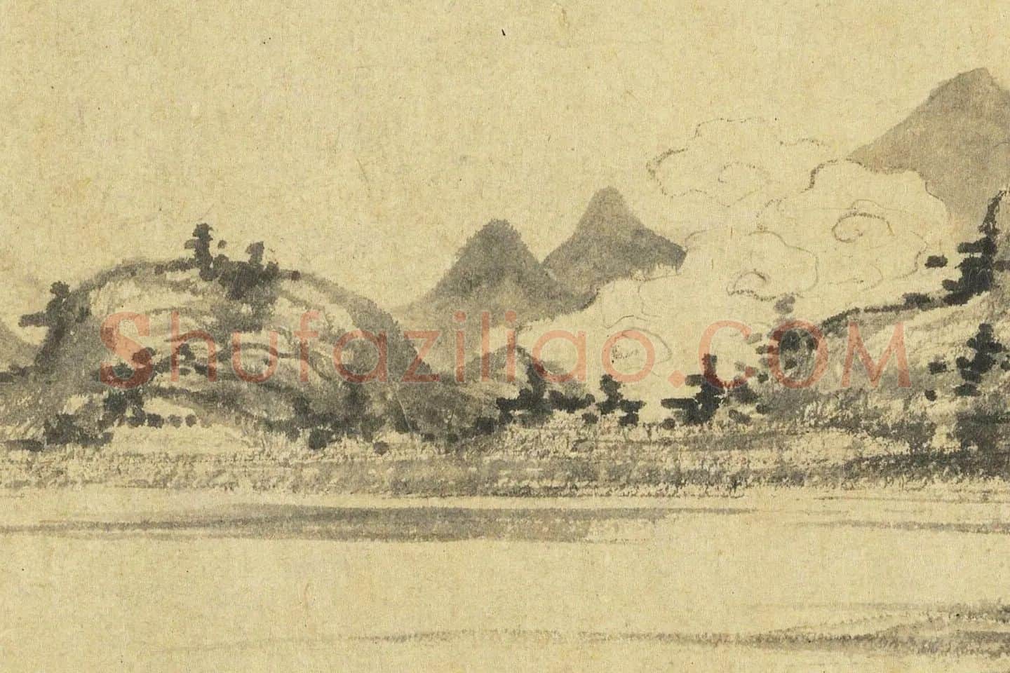 林卷阿水墨山水高清大图局部 (6)