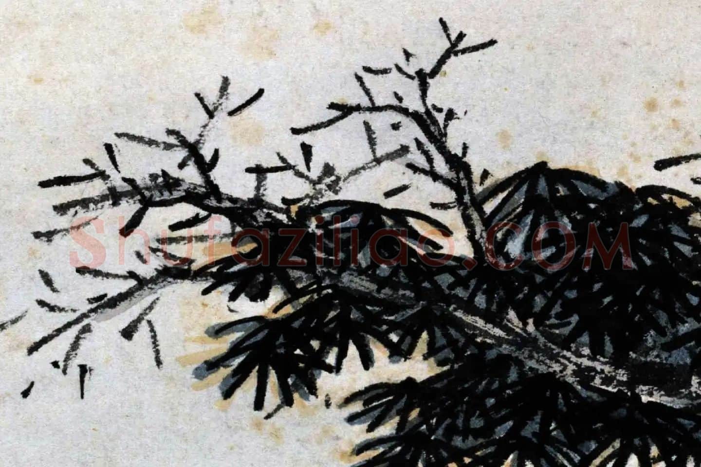 沈周山水人物画《秋山读书图》高清大图局部 (2)
