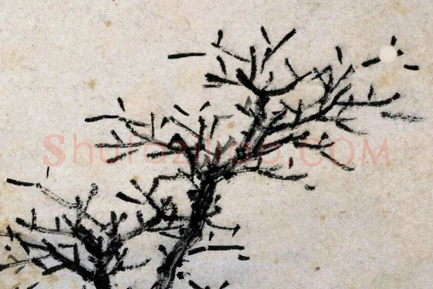 沈周山水人物画《秋山读书图》高清大图局部 (6)