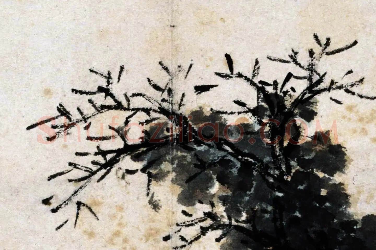 沈周山水人物画《秋山读书图》高清大图局部 (7)