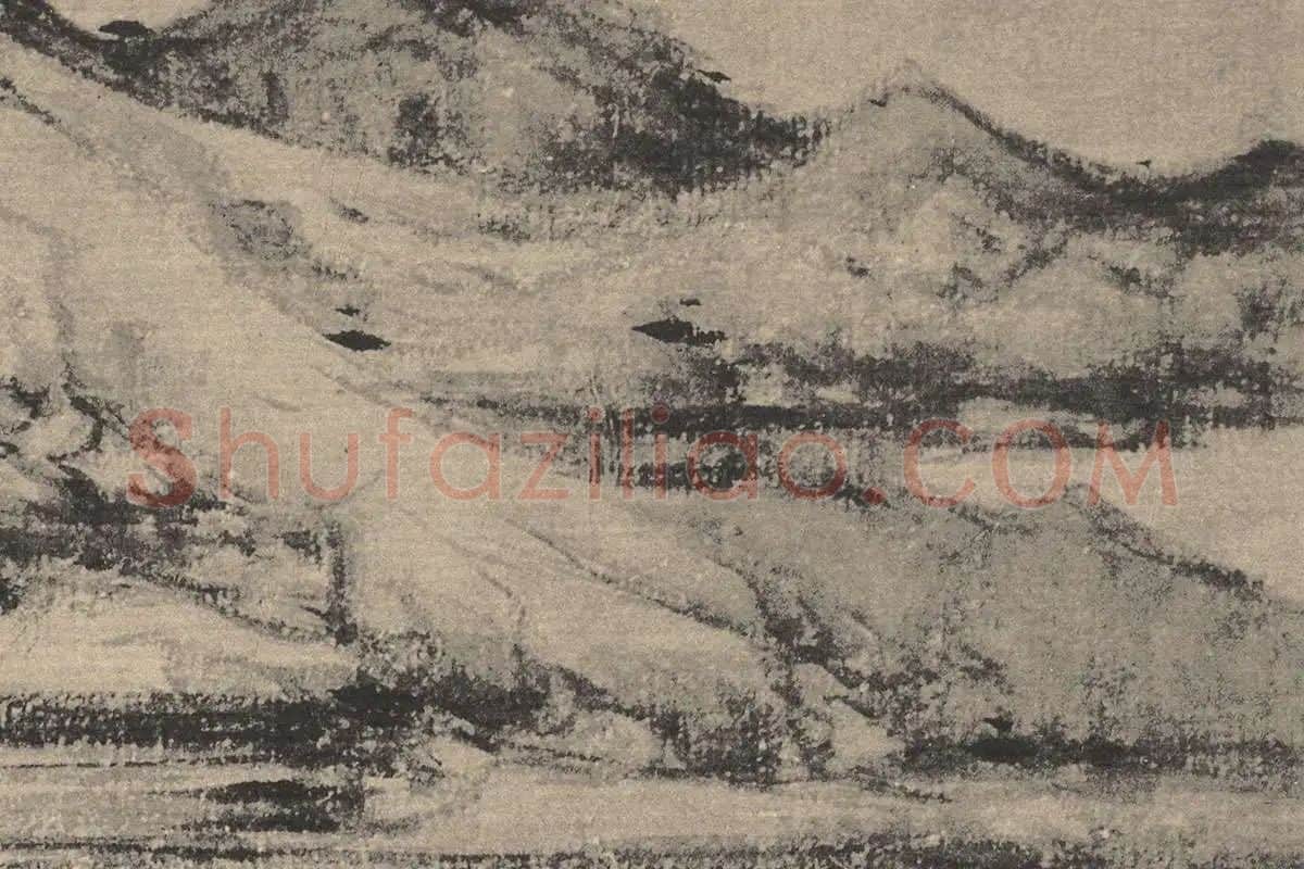 倪瓒山水画《瓒紫芝山房图》高清大图局部细节 (8)