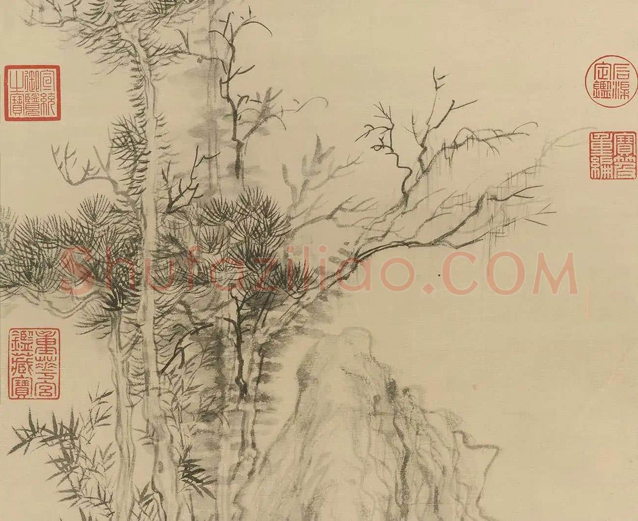 清·恽寿平《仿倪瓒古木丛篁图》_02