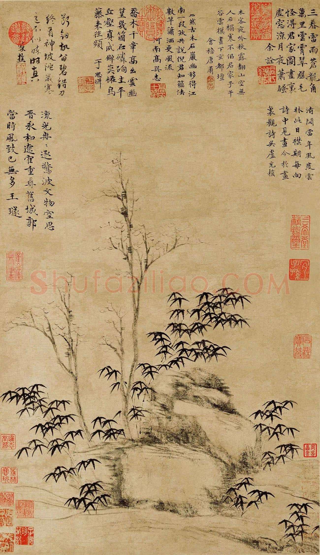 倪瓒《古木竹石图》