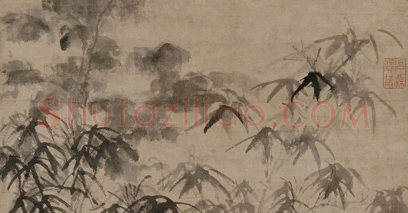 倪瓒梧竹秀石图_02