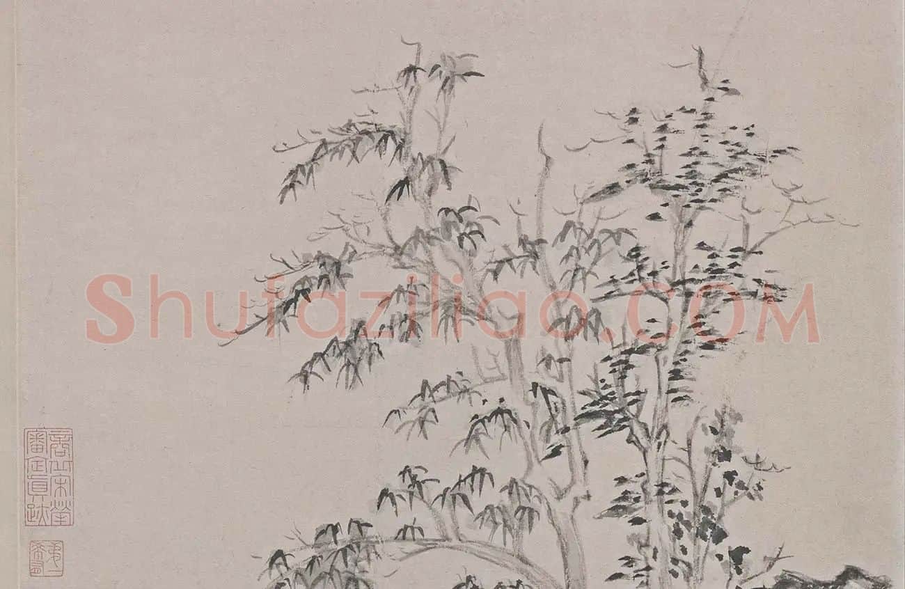 倪瓒秋亭嘉树图_05