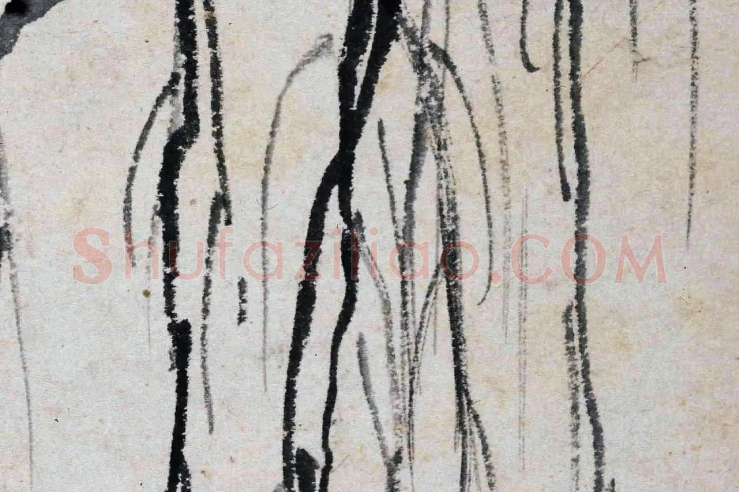 沈周水墨画《秋柳鸣蝉图》高清大图局部 (2)