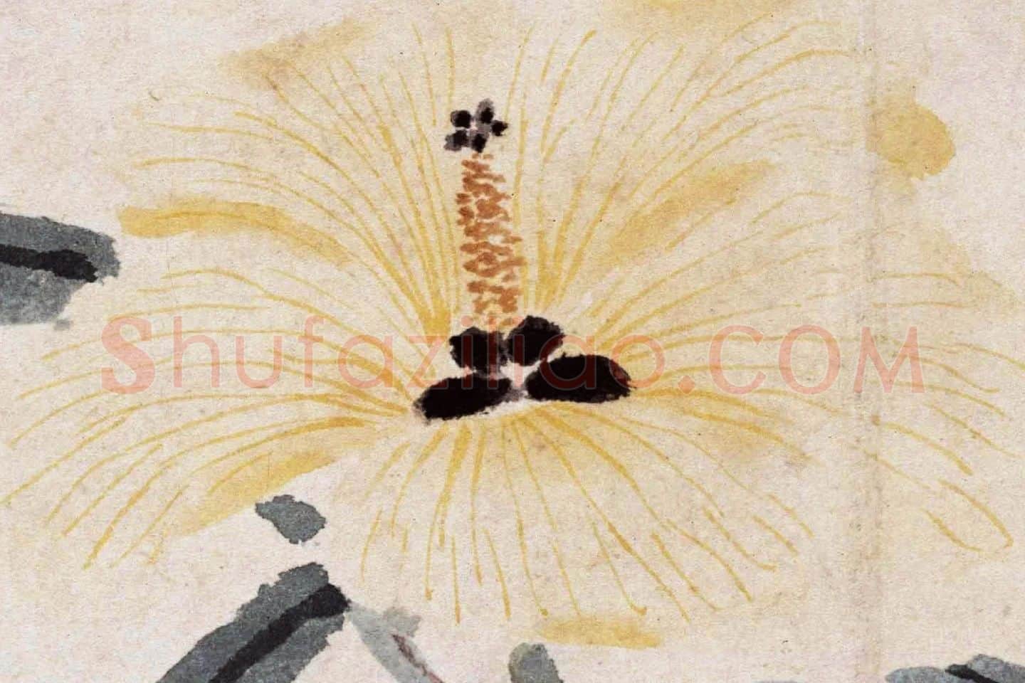 沈周花卉画《秋葵图》高清大图局部 (1)