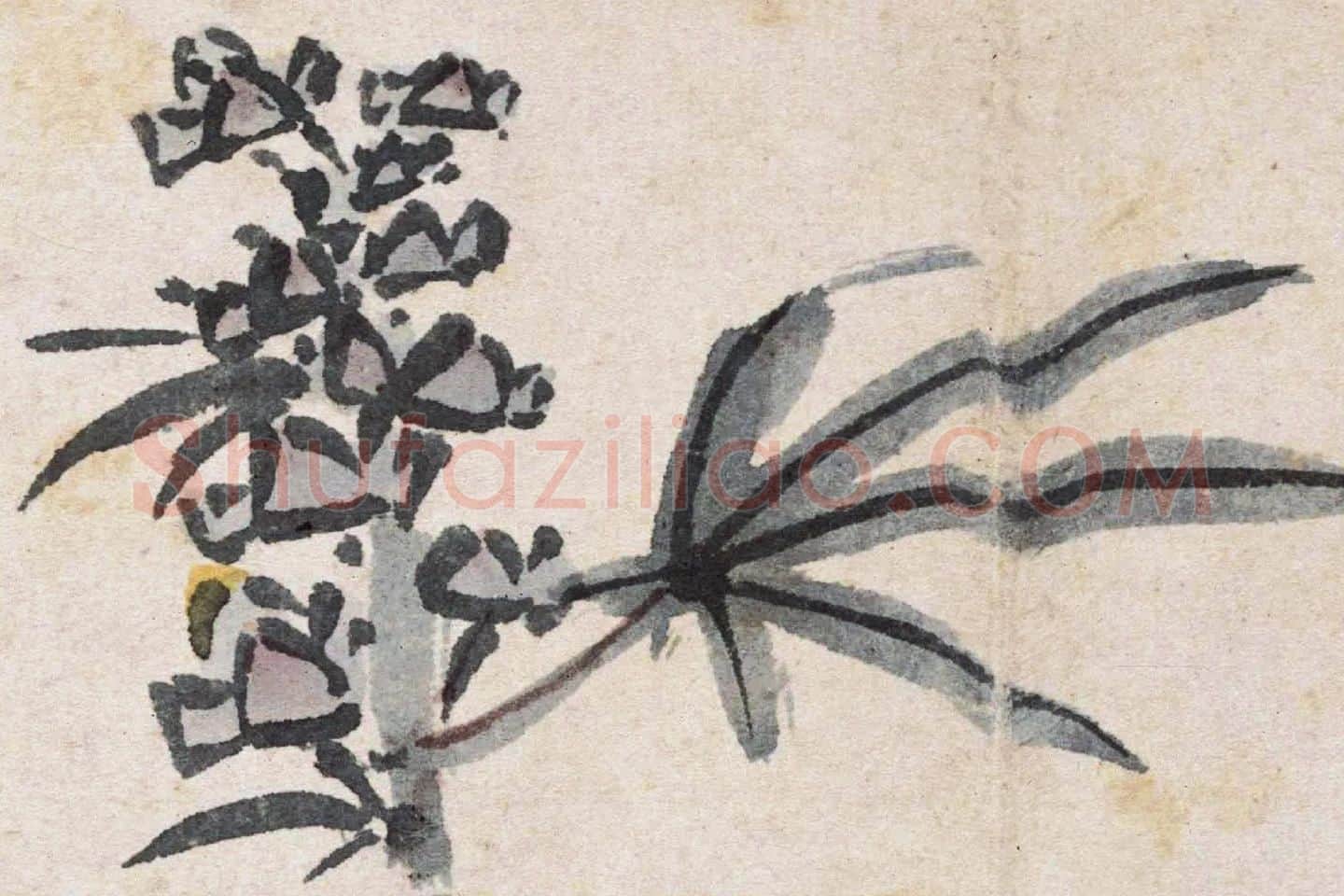 沈周花卉画《秋葵图》高清大图局部 (3)