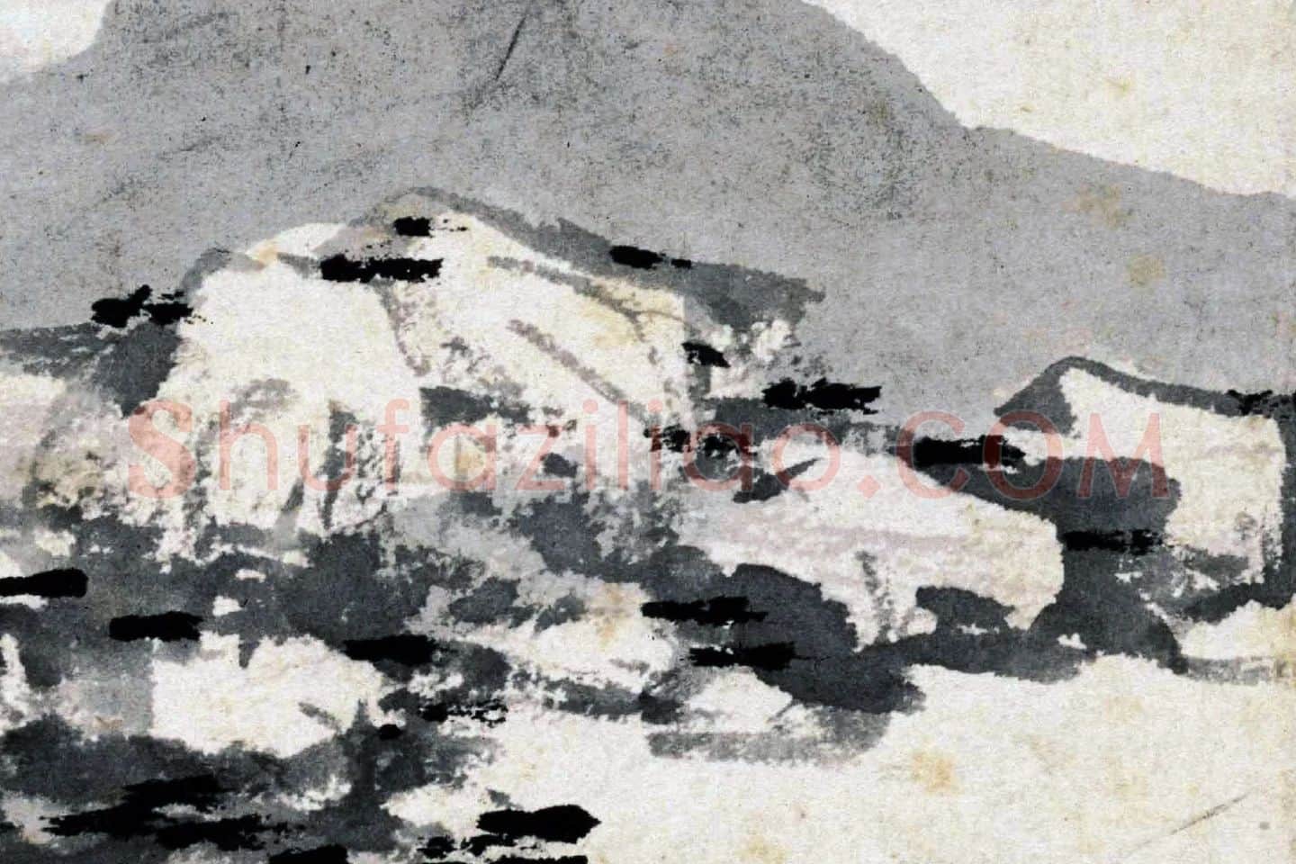 沈周《仿倪山水》高清大图局部 (2)