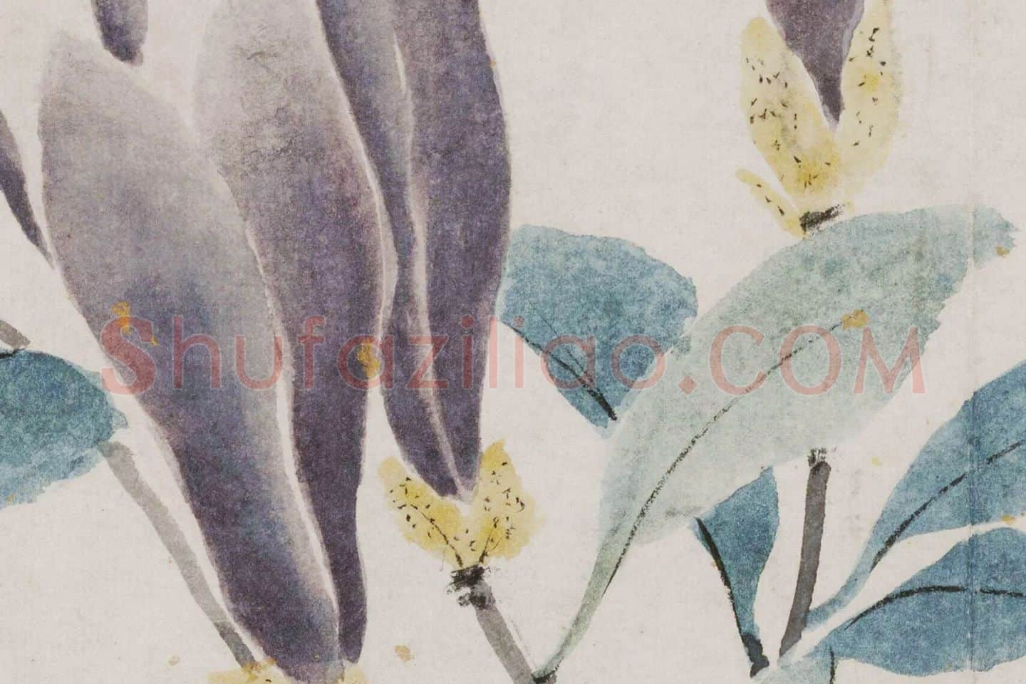 沈周《辛夷墨菜图》局部 (1)