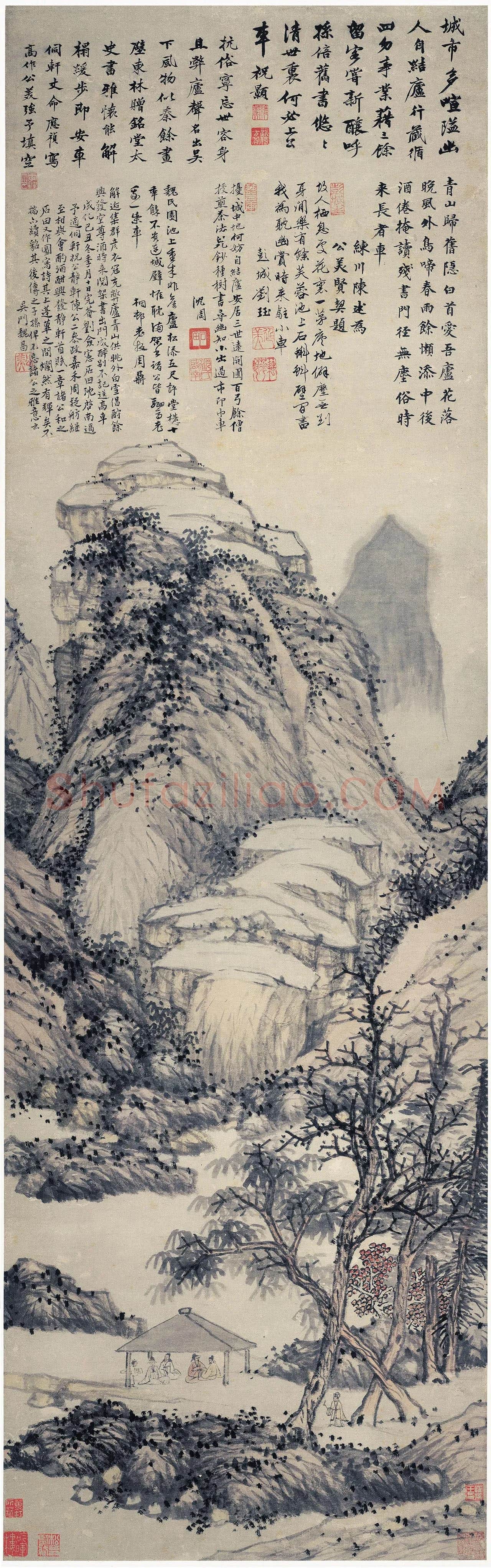沈周山水画《魏园雅集图》轴