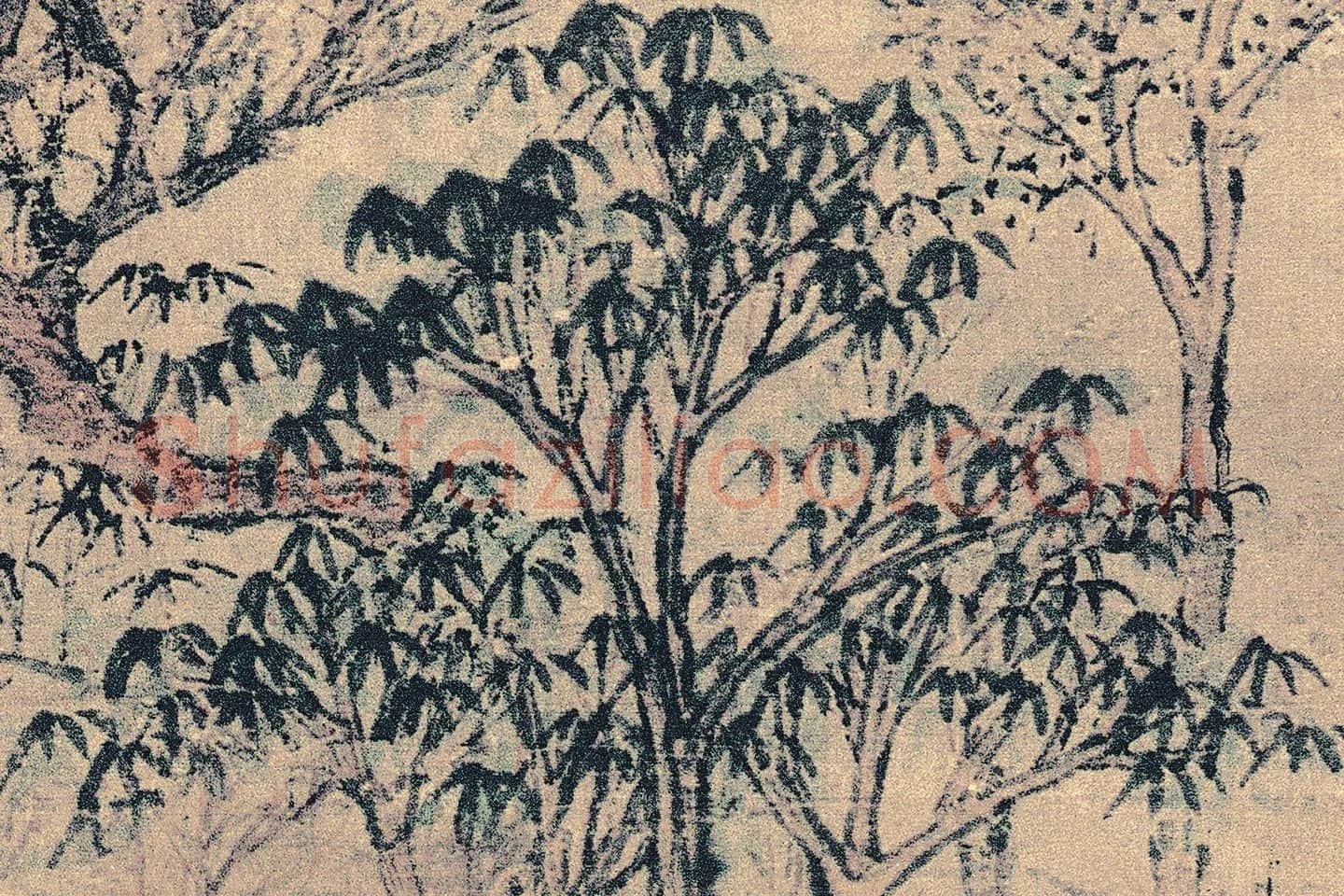 沈周山水《桃花书屋图》局部 (2)