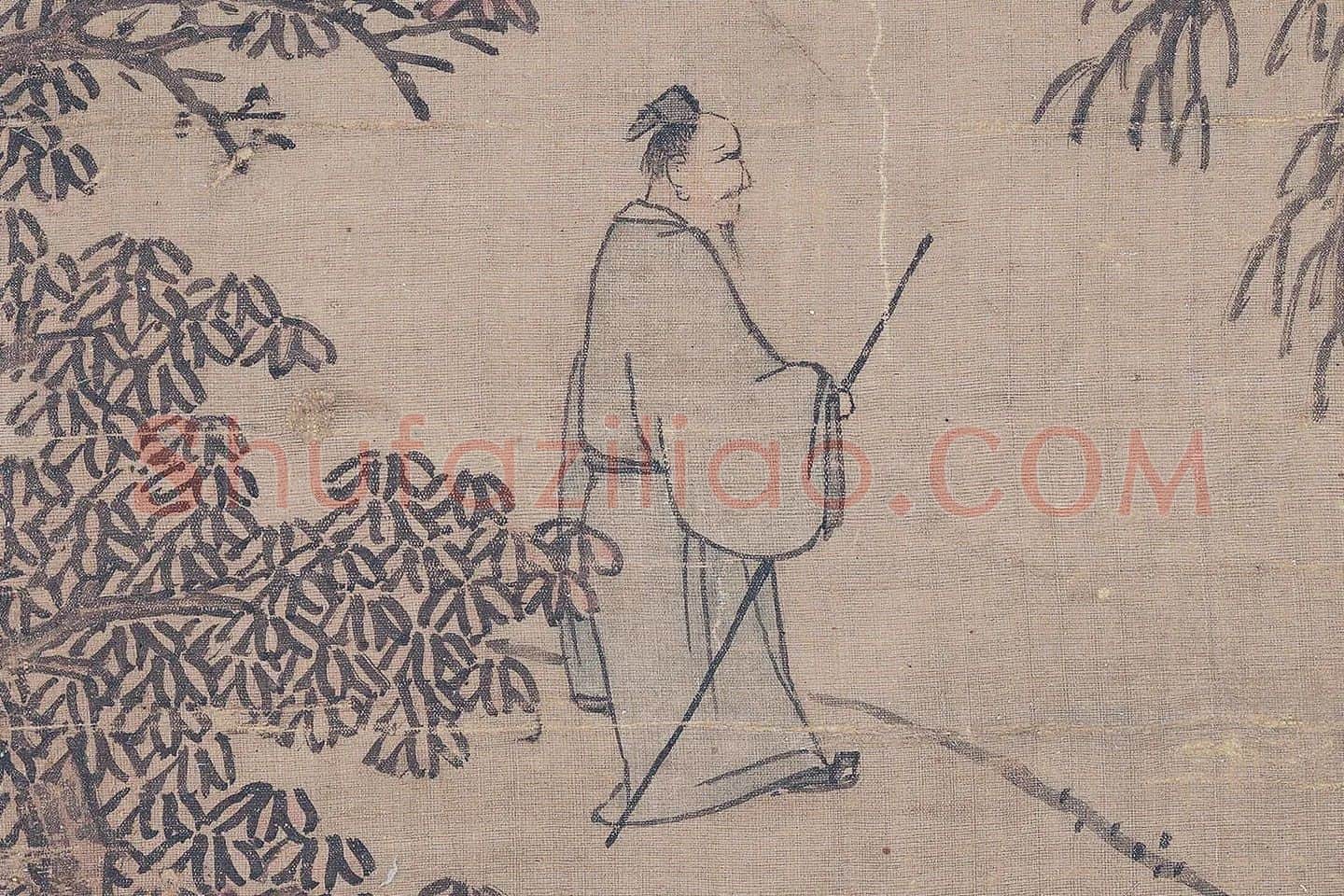 沈周小青绿山水《青山红树图》高清大图局部 (1)
