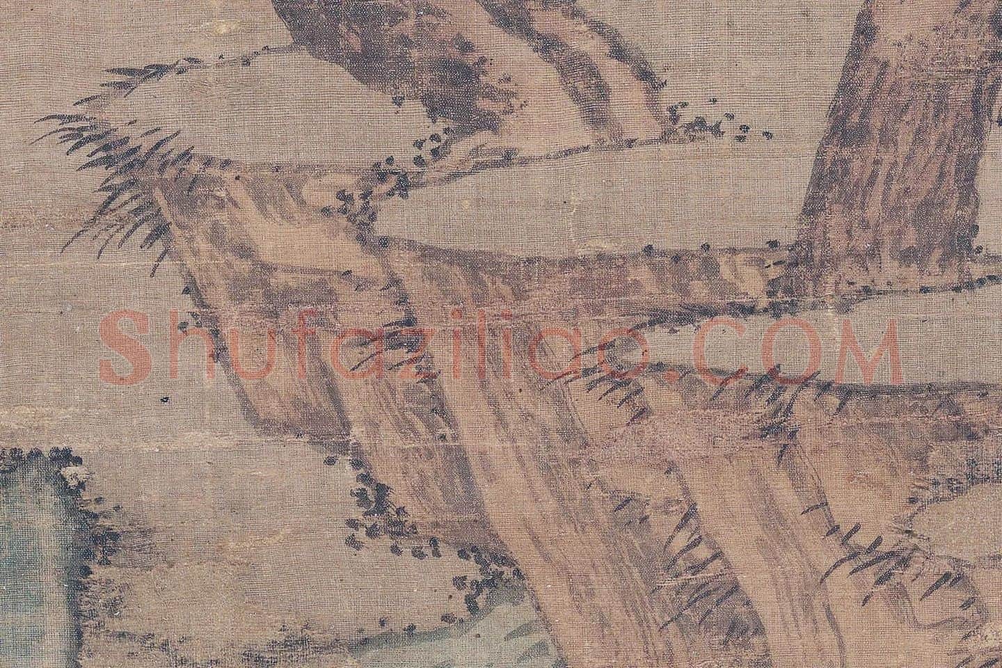 沈周小青绿山水《青山红树图》高清大图局部 (2)