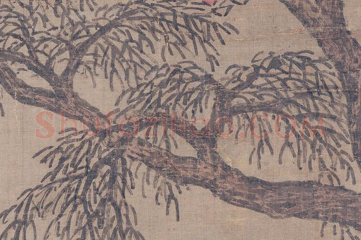 沈周小青绿山水《青山红树图》高清大图局部 (3)