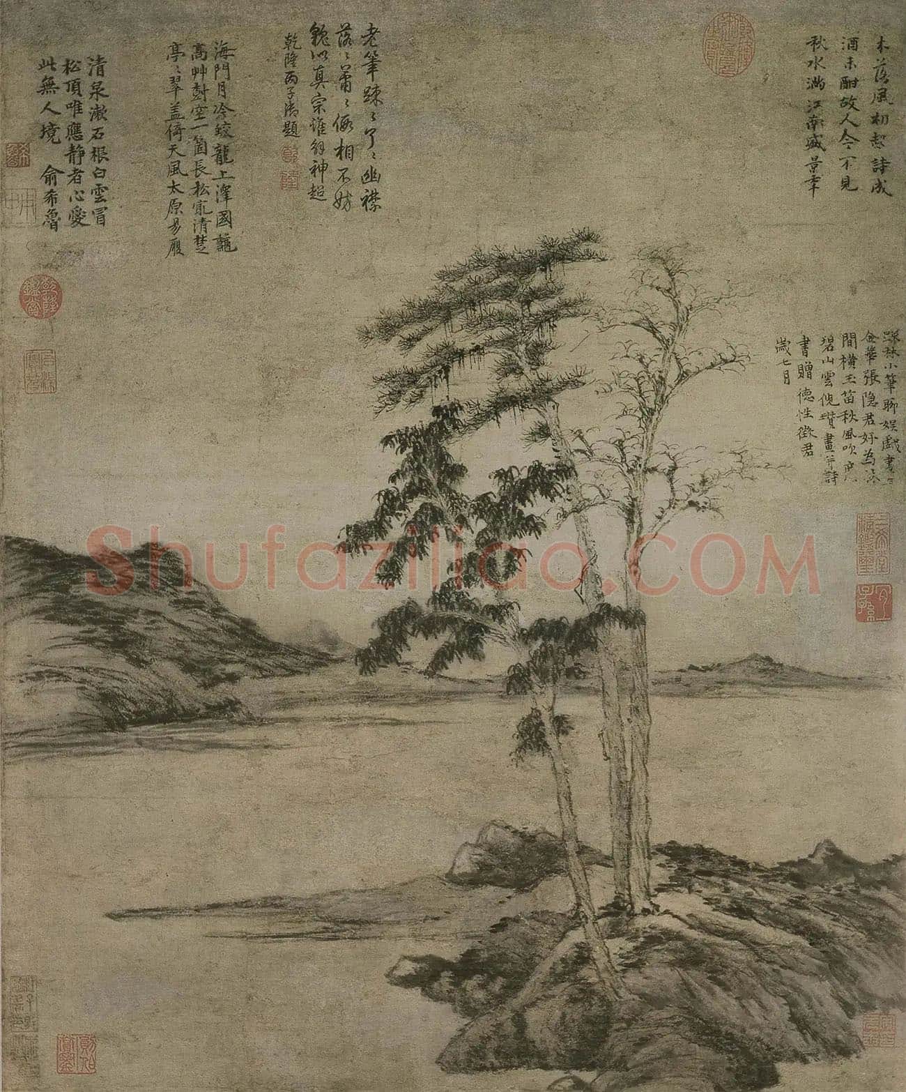 倪瓒《疏林图》轴