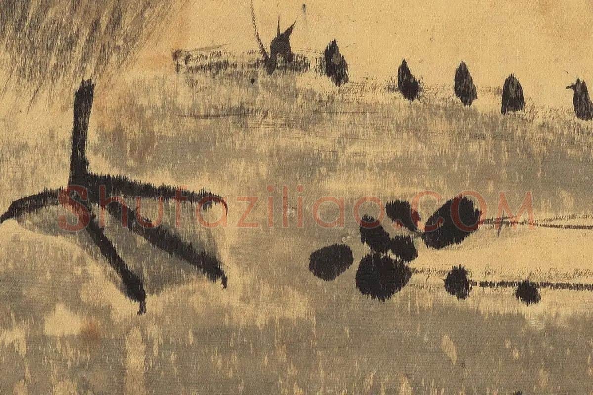 李因《芙蓉鸳鸯图》高清大图局部细节 (3)